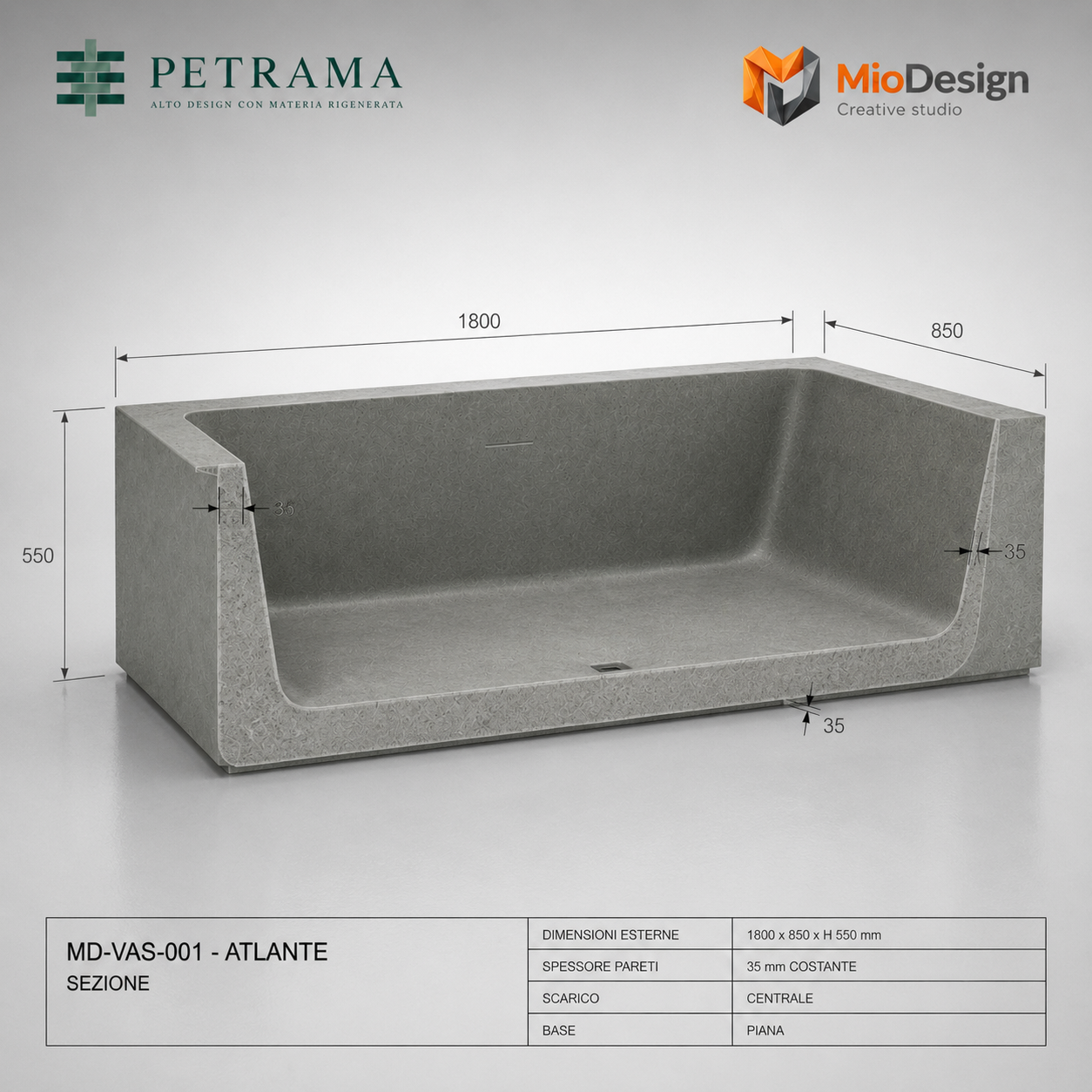 MD-VAS-001 — ATLANTE · Monolite puro